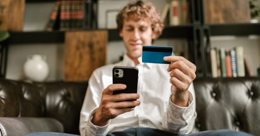 person using smartphone banking