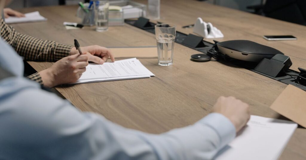 business contract signing office